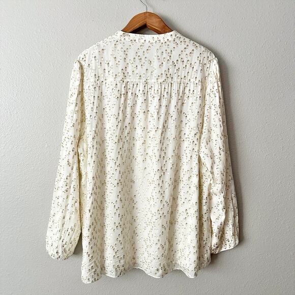 Soft Surroundings Mila Gold Metallic Leopard‎ Blouse Women’s Plus Size 3X NEW - Picture 9 of 11